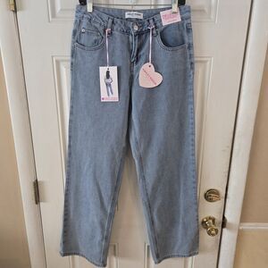 Ashley Mason Premium Lucy Fit Heart Pocket Jeans Y2K Coquette Straight Leg 5/27